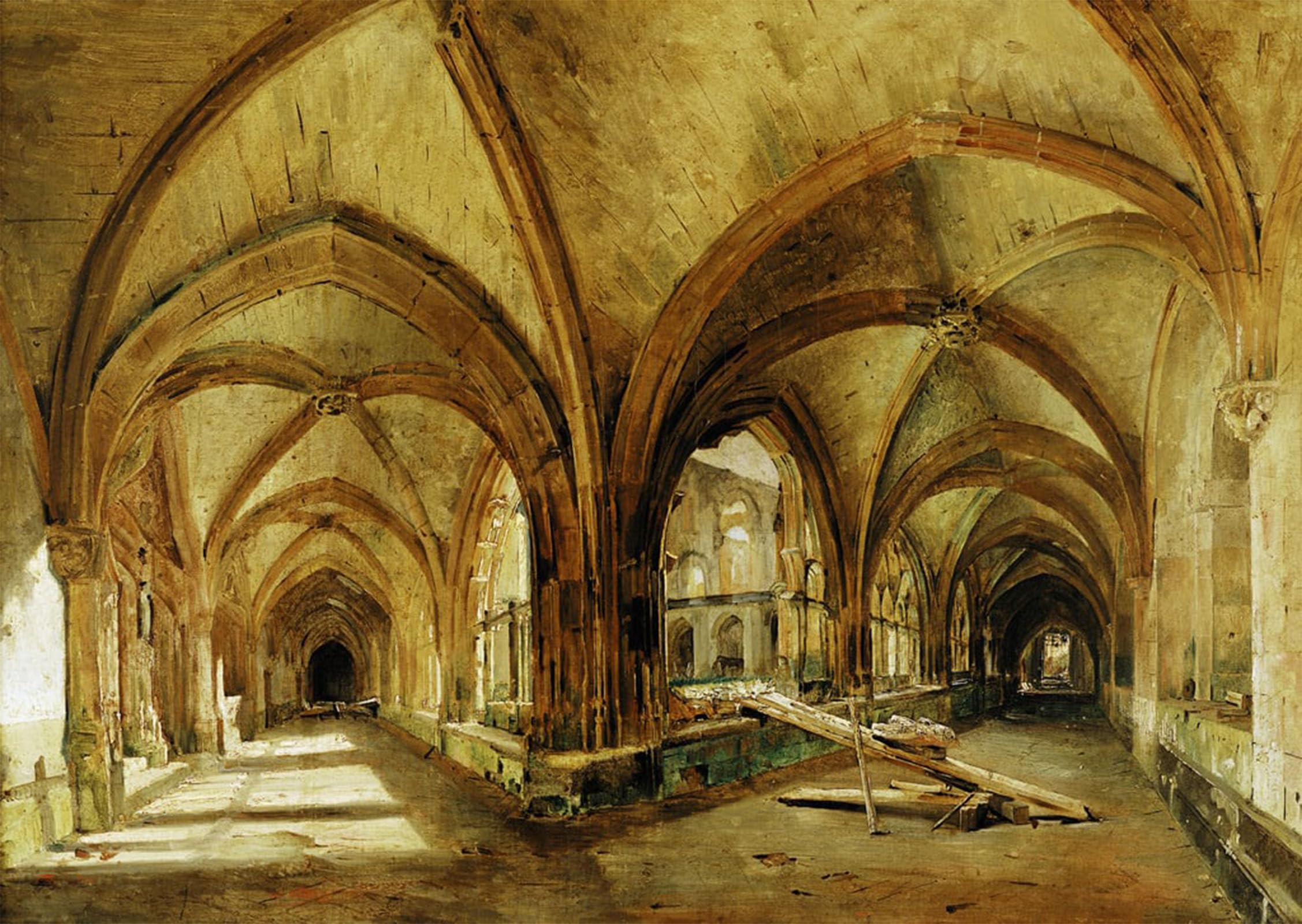 POSTERIIk Vintage Print Pop Art Landscape Artwork the Cloisters of St Wandrille by Eugene Isabey Art Prints for Office Home Decor 60x90cm