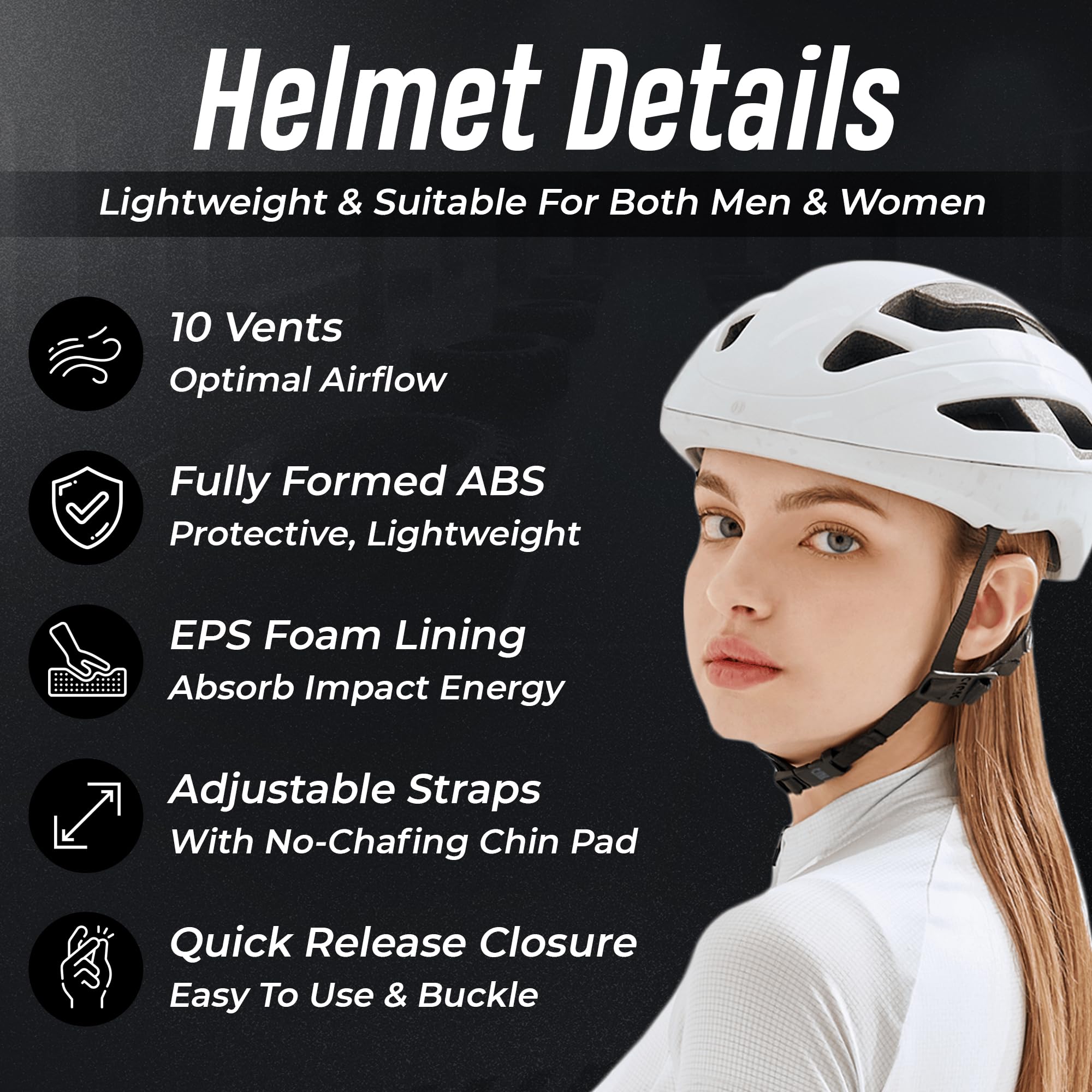 CRNK Kask rowerowy wędkarski, dla dorosłych, odblaskowy, biały matowy, rozmiar L