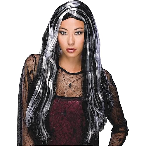 Rubie's Long Streaked Witch Wig, Black/Grey, One Size
