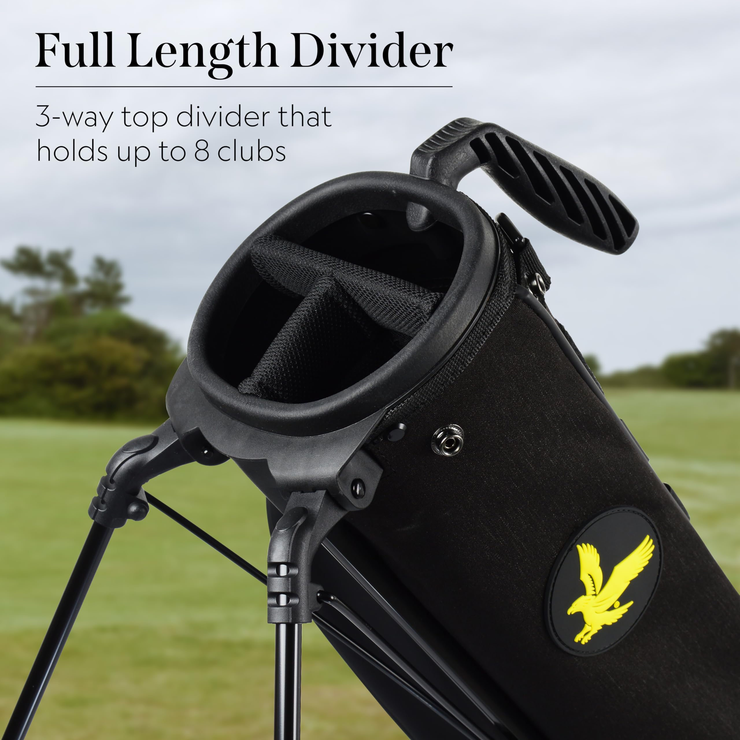 Lyle and Scott Gleneagle - Sacca da golf leggera da uomo con divisore a 3 vie, tasca termica fresca, manico resistente, supporto retrattile, cinghia imbottita, borsa da golf