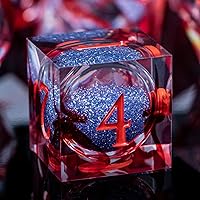 Vista 22 de ARUOHHA juego de dados de núcleo líquido DND, juego de dados de 7 piezas de resina con bordes afilados RPG rojo azul poliédrico D y D con caja