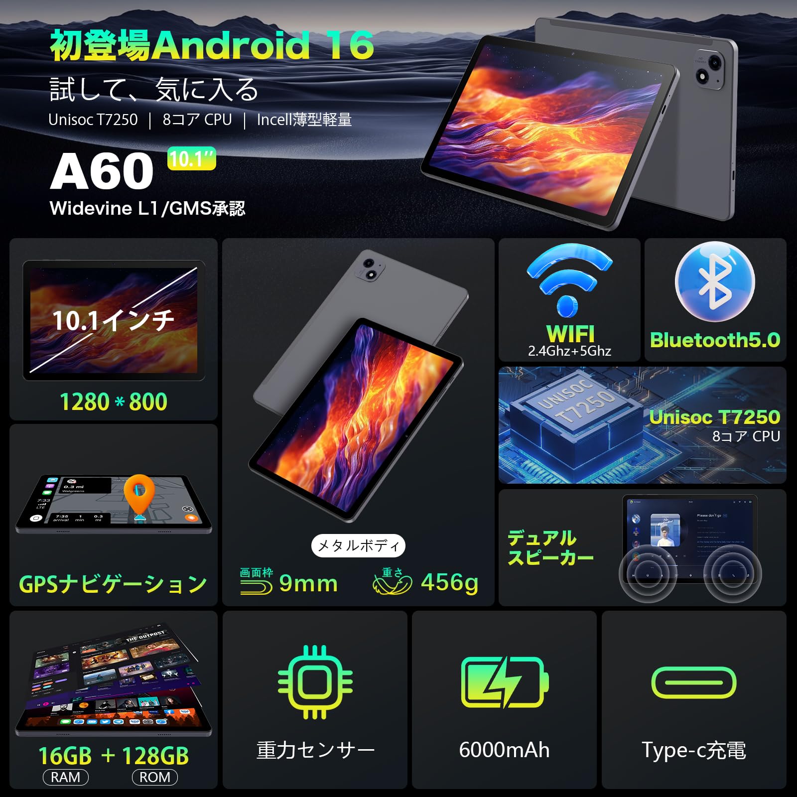 Amazon.co.jp: 【Android16 タブレット 10インチ高性能】アンドロイド