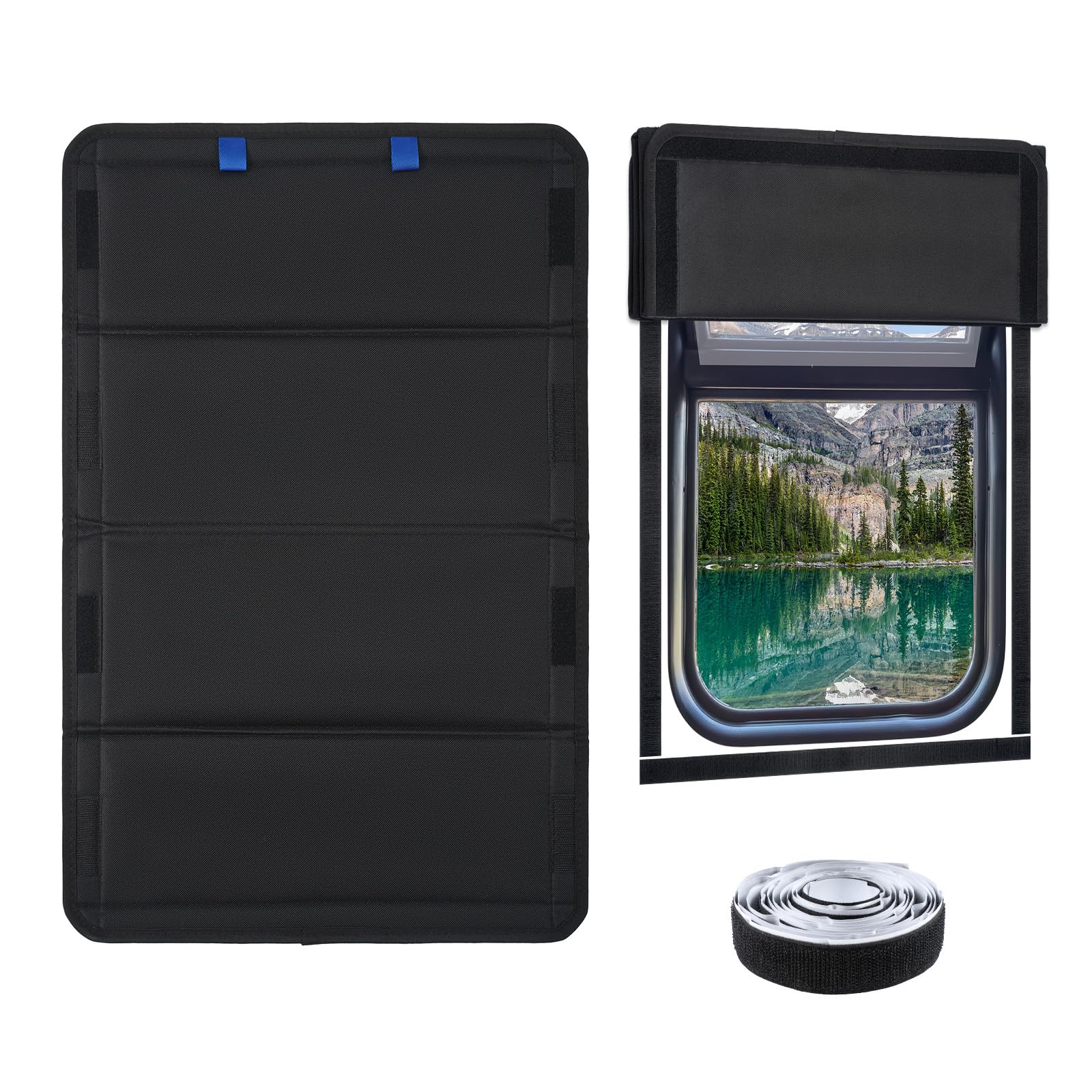 HOMEE RV Door Window Shade Cover 25"x16",4 Layer Foldable Blackout Window Cover with Velcro for Camper Blinds,Waterproof UV Window Shade Fit Most RV Door Window