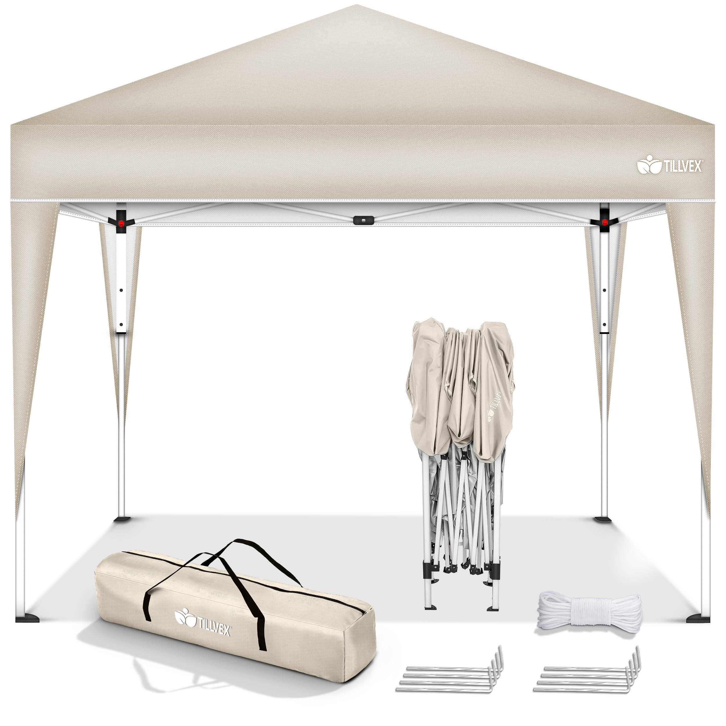 tillvex Gazebo Plegable Cenador 3x3m Impermeable | Pabellon de Jardin Pop-up Regulable en Altura | Carpa de jardín protección UV 50+ | Cenador de Fiesta con Bolsa (Beige)