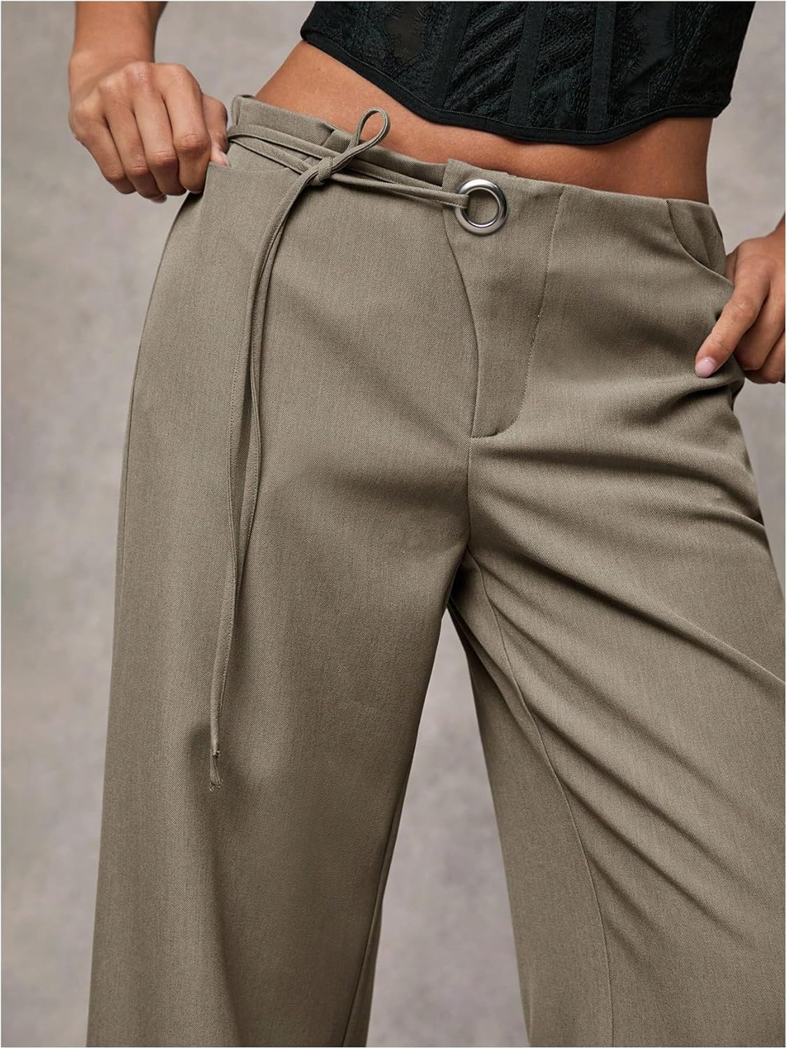 GORGLITTER Women's Low Rise Going Out Formal Dress Pants Wide Leg Work Slacks Pants Business Casual Outfits Trousers - Image 4