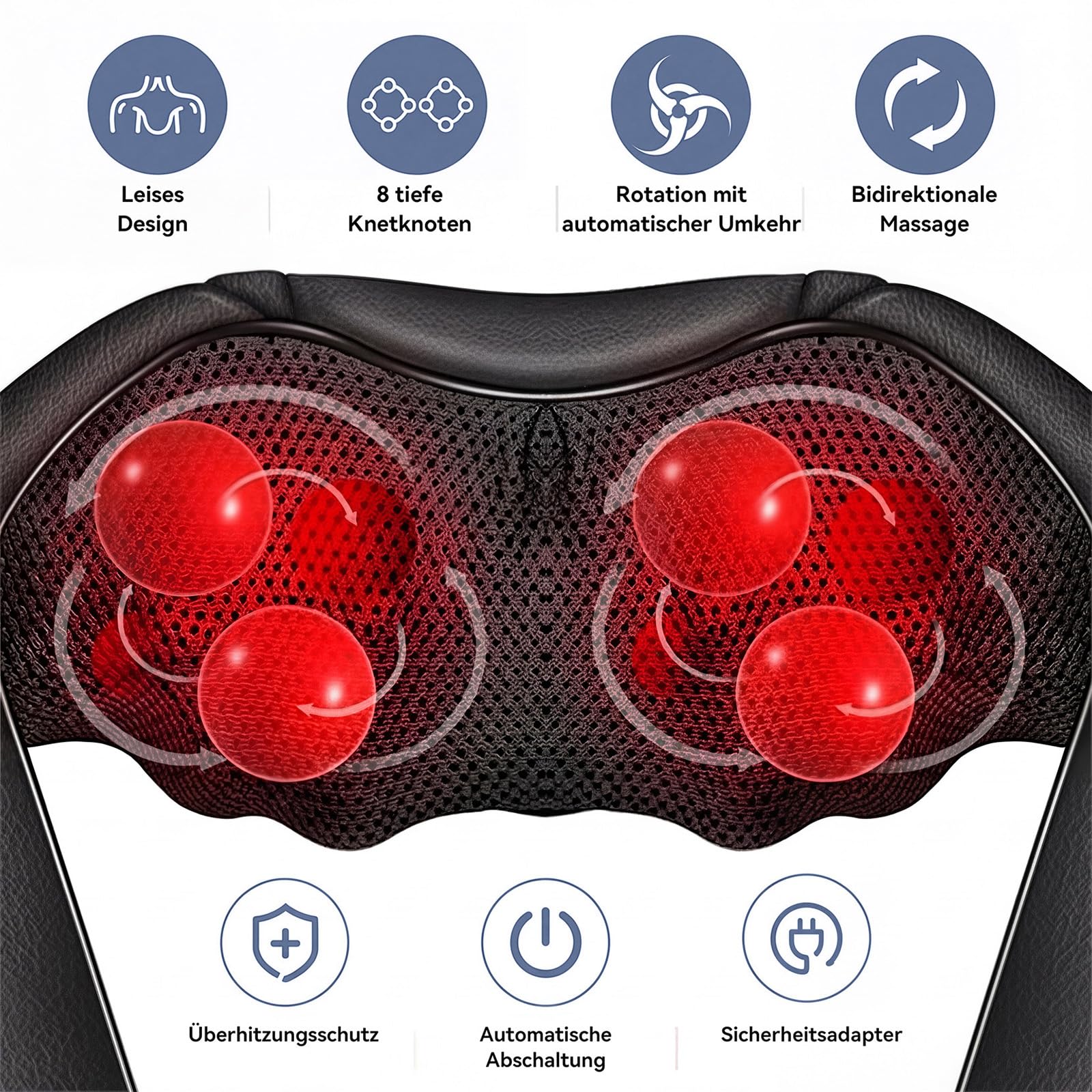 Nackenmassagegerät mit Shiatsu & Wärme, 3D Massageköpfe 3 Modi, Kabelgebundenes PU-Leder Massage für Nacken & Schultern, Shiatsu Massagegerät für Auto Zuhause Büro, Perfect Geschenk für Männer Frauen