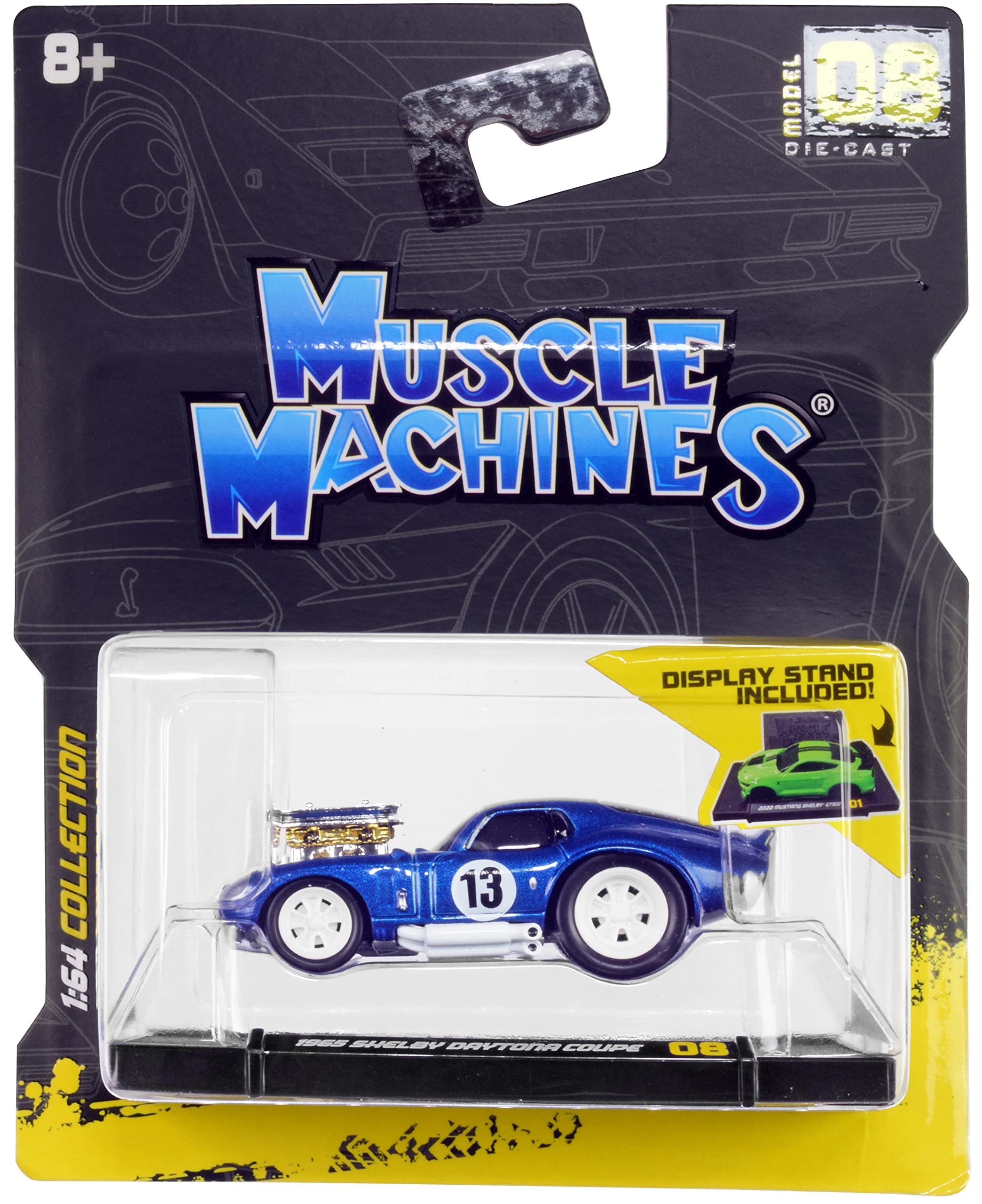 Muscle Machines1965 Shelby Daytona Coupe #13 Blue Metallic with White Stripes 1/64 Diecast Model Car 15552