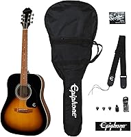 Vista 1 de Epiphone Songmaker FT-100 - Paquete de guitarras acústicas con bolsa de transporte, correa, púas y afinador, color vintage Sunburst