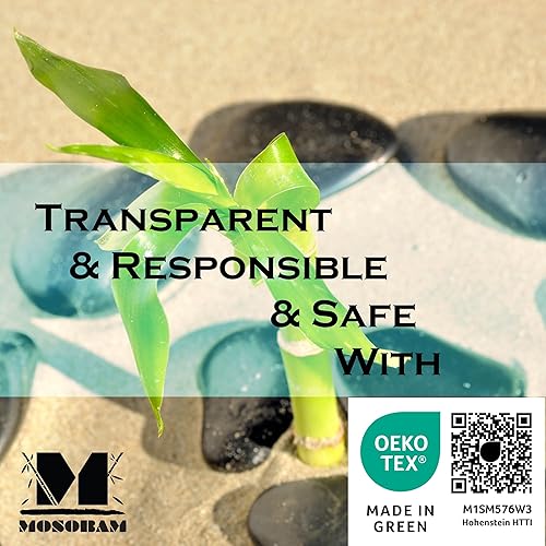 Miniatura 7 de Mosobam Juego de baño extra grande de viscosa de bambú de lujo de 700 GSM, 4 piezas, color azul Allure, 2 toallas de baño de 35 x 70 pulgadas, 2