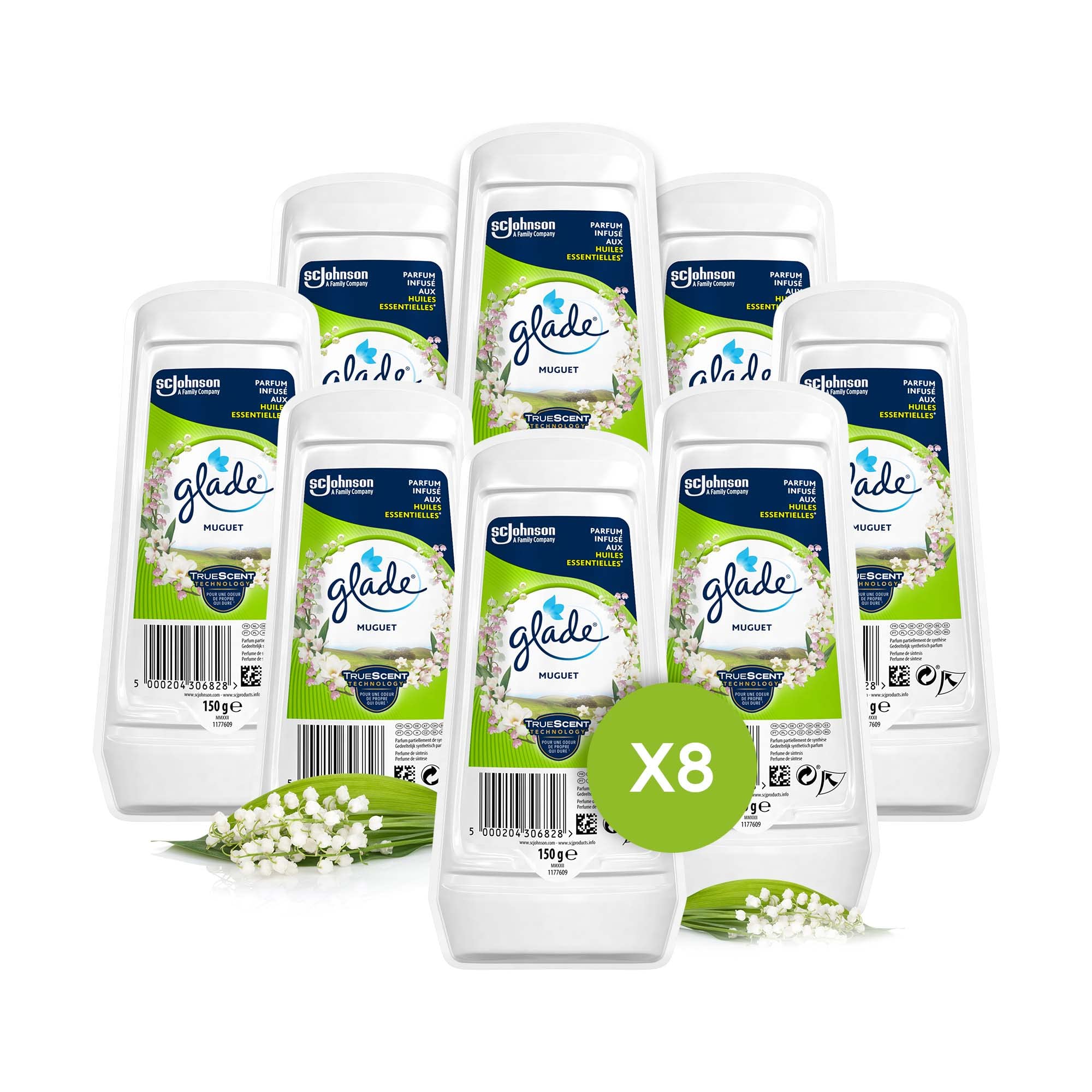 8 Gels Parfumants Glade Longue Durée - Fraîcheur Marine Aux Huiles Essentielles