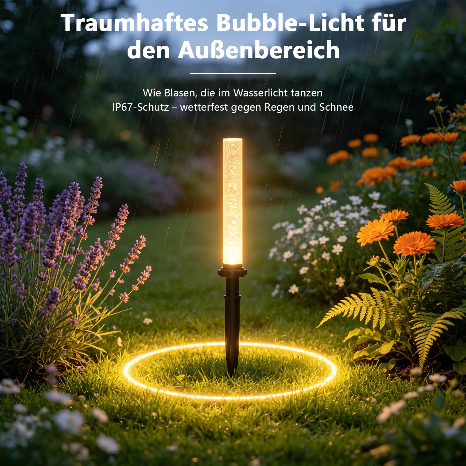 Gartenbeleuchtung Außen RGB-IC LED, Neon Outdoor Lichterkette mit Erdspieß, App & Fernbedienung, DIY Farbwechsel, Timer, IP65 Wasserdicht für Garten, Terrasse, Rasen und Balkon