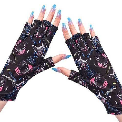 MelodySusie Guante UV para lámpara de uñas de gel, guantes profesionales de protección UV UPF50+ para manicura