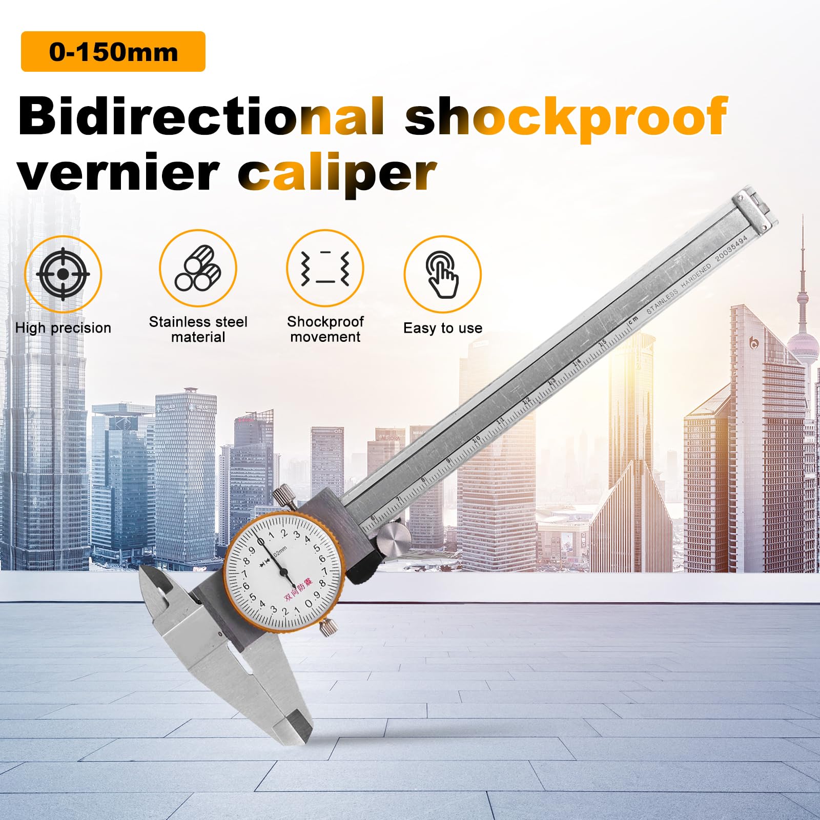 Calibro A Corsoio Con Quadrante, 150mm/0,02mm Calibro Analogico Con Orologio, Calibri A Quadrante Ad Alta Precisione Acciaio Inossidabile Dial Caliper Per Misurzione Esterna Interna Profondità