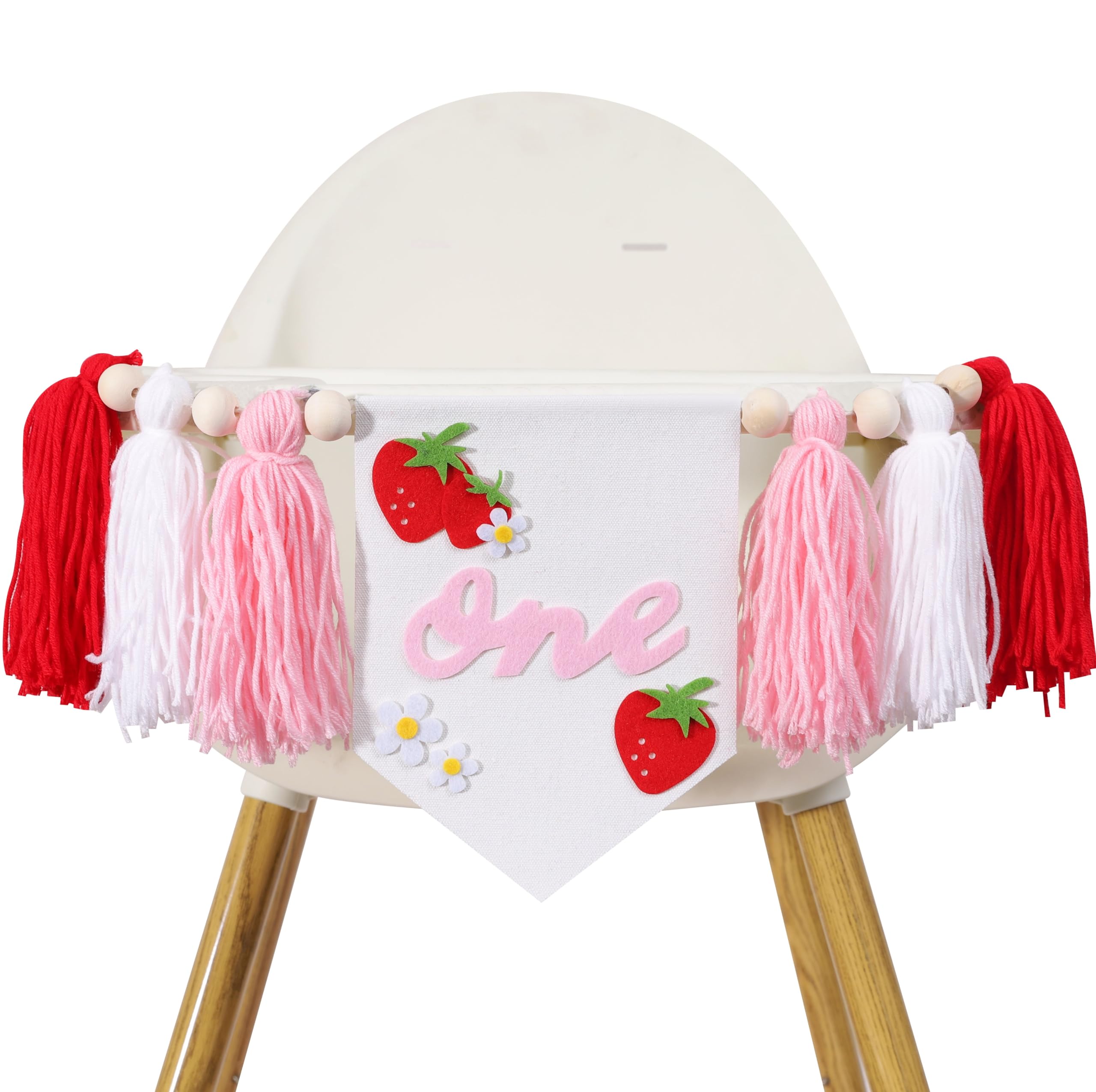 Strawberry 1st Birthday High Chair Banner - Sweet One Tassel Garland for Girl 1st Birthday, Berry Sweet Highchair Banner, Sweet One 1st Birthday