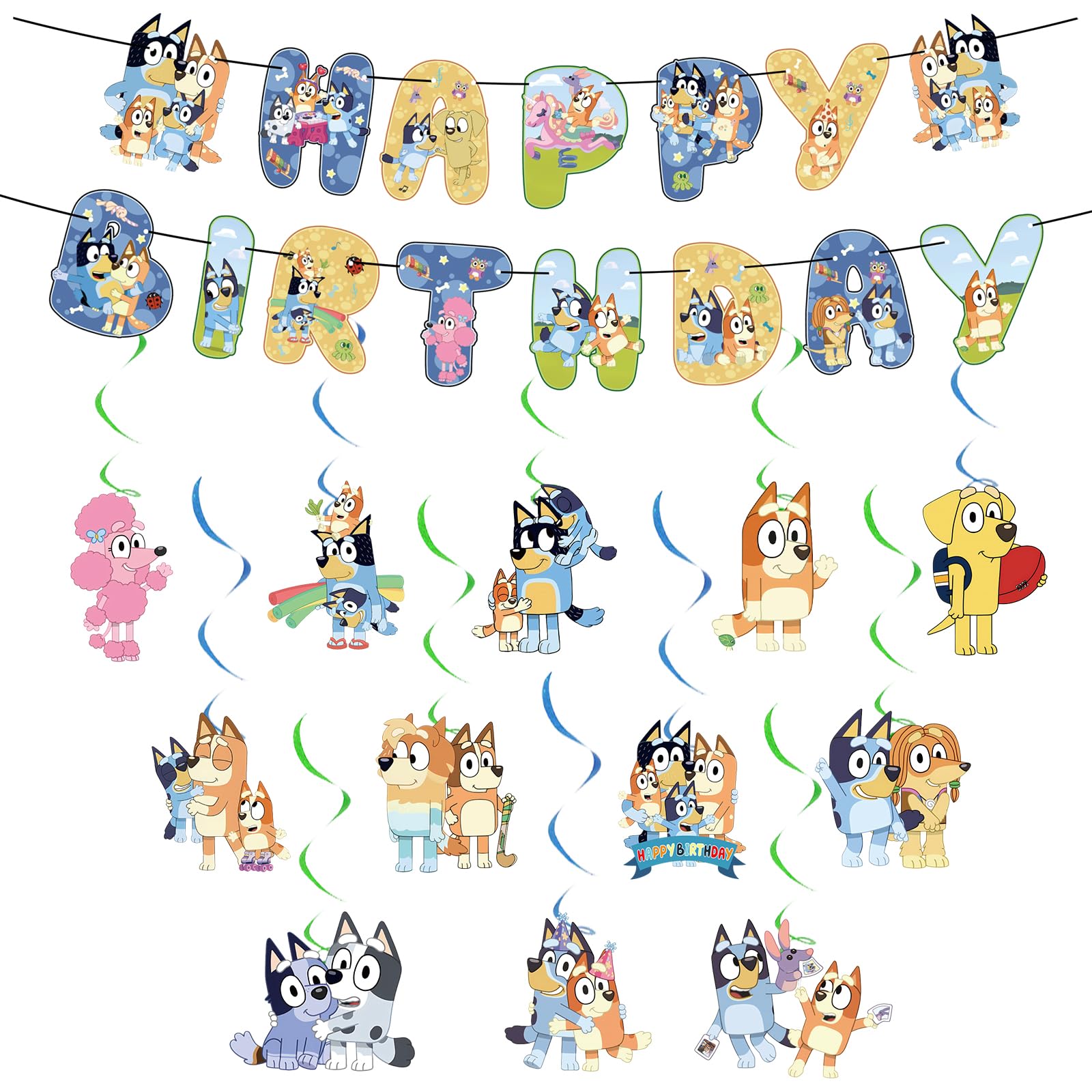 Bly Birthday Banner Happy Birthday Decoration, 14PCS Bunting Garland and Hanging Decoration, Birthday Banner, Theme Kids Banner Party Deco ration for Girls Boys Birth day Party — image 1