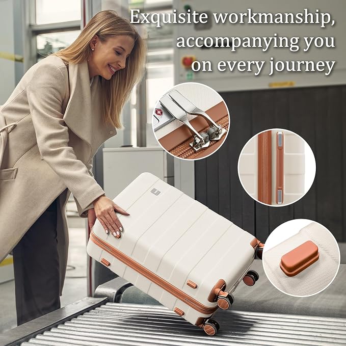 Beige - Hard Shell Luggage Set, 5 Piece