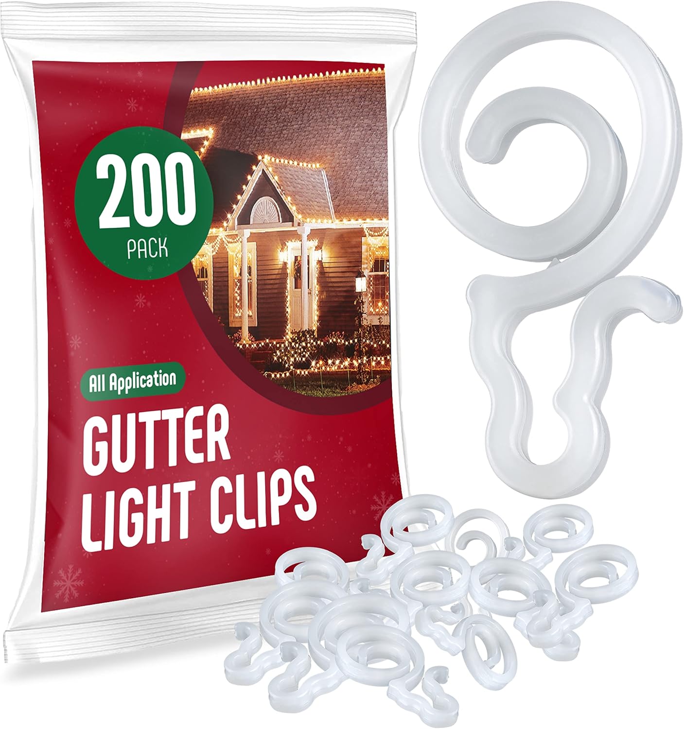 Gutter Light Clips [Set of 200] Gutter Light Clips, Hang by