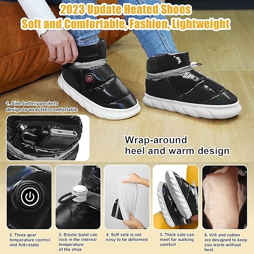 Miniatura 2 de Heated Slippers Women Men Foot Warmer Shoes Wireless High Top Non-Slip Breathable Electric Heating Slipper with Rechargeable 5000mAh Battery Winter