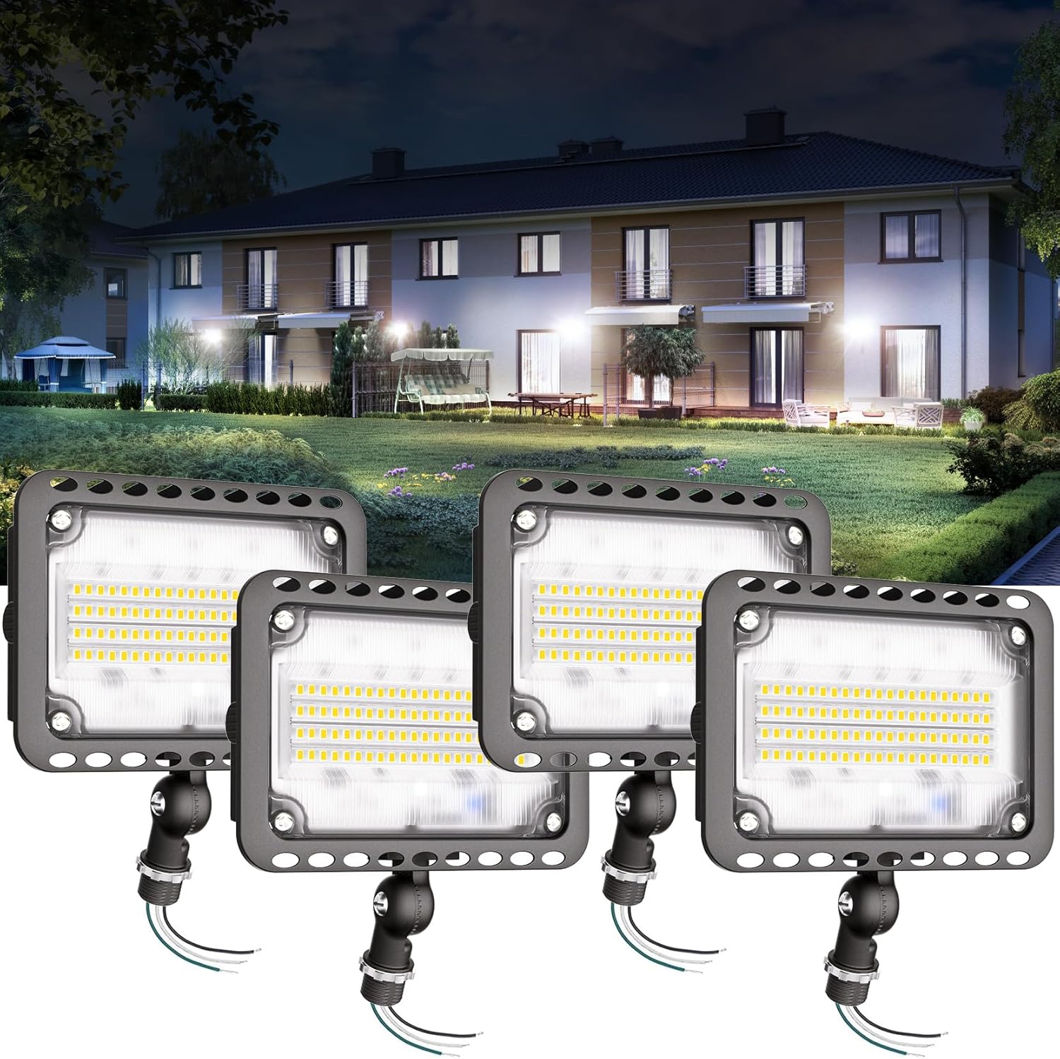 CINOTON 65W LED Flood Lights Outdoor, IP65 Waterproof Exterior Security Wall Lights with 180°Knuckle, 9100LM 120V Outside Aluminum Lighting Fixture for Patio Porch Barn Garden 5000K 4 Pack, UL Listed CINOTON 65W LED Flood Lights Outdoor, IP65 Waterproof Exterior Security Wall Lights with 180°Knuckle, 9100LM 120V Outside Aluminum Lighting Fixture for Patio Porch Barn Garden 5000K 4 Pack, UL Listed