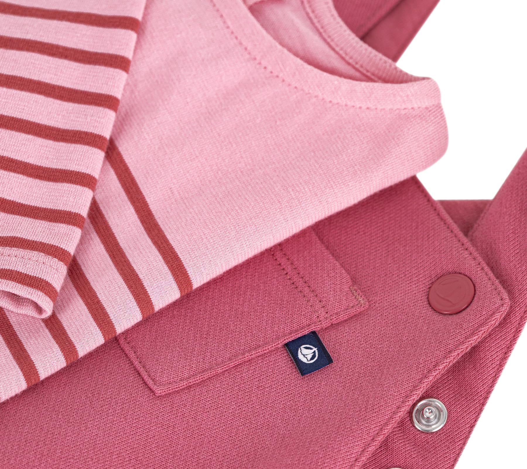 Petit Bateau Ensemble Cadeau Bébé en Coton : Tee-Shirt et Salopette, 6 Mois, Variante 1