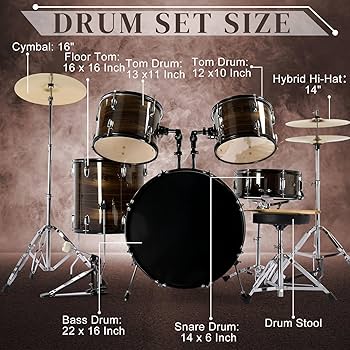 Amazon.com: Ktaxon 22 英吋(約50.6 公分)成人鼓組,5 件全尺寸鼓