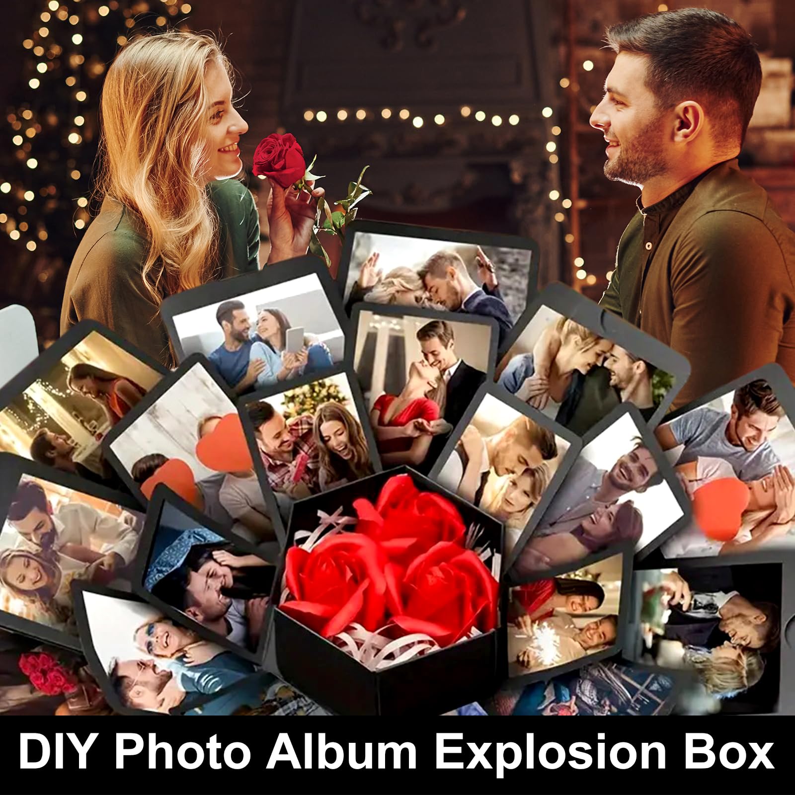 Srup DIY Surprise Photo Explosion Box, Gift Box with Customisable Photo, Surprise Gift Box, Black, 14 x 23.5 cm - Image 2