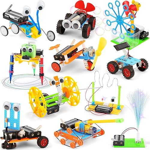 Juego de 11 robótica para niños de 8 a 12 años, kits de robot eléctrico STEM para niñas de 6 a 8 años, juguetes de construcción, kit robótico para