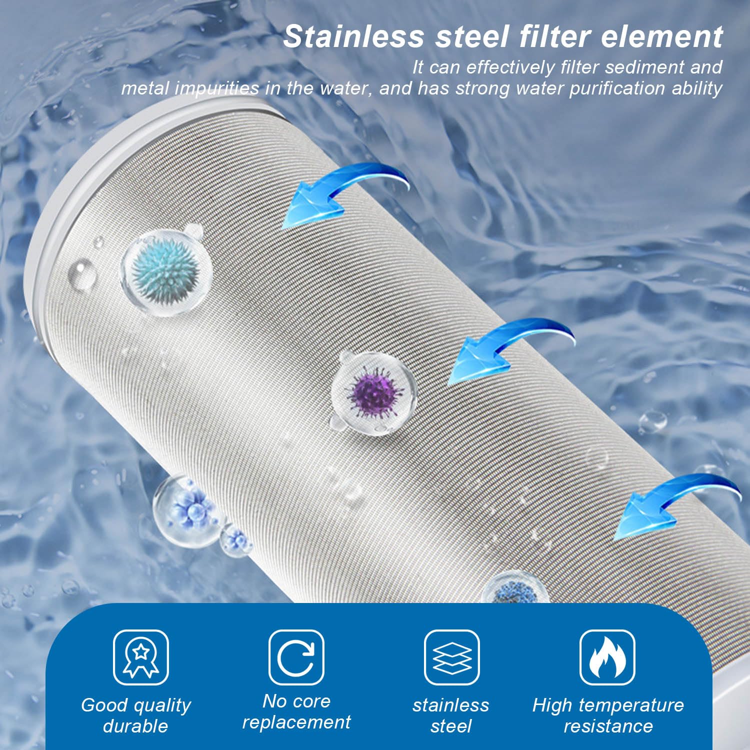 Tap Filter, GEBAUM Water Filter with 1/2 Inch Internal and External Thread, Filters Impurities in the Water - Image 3
