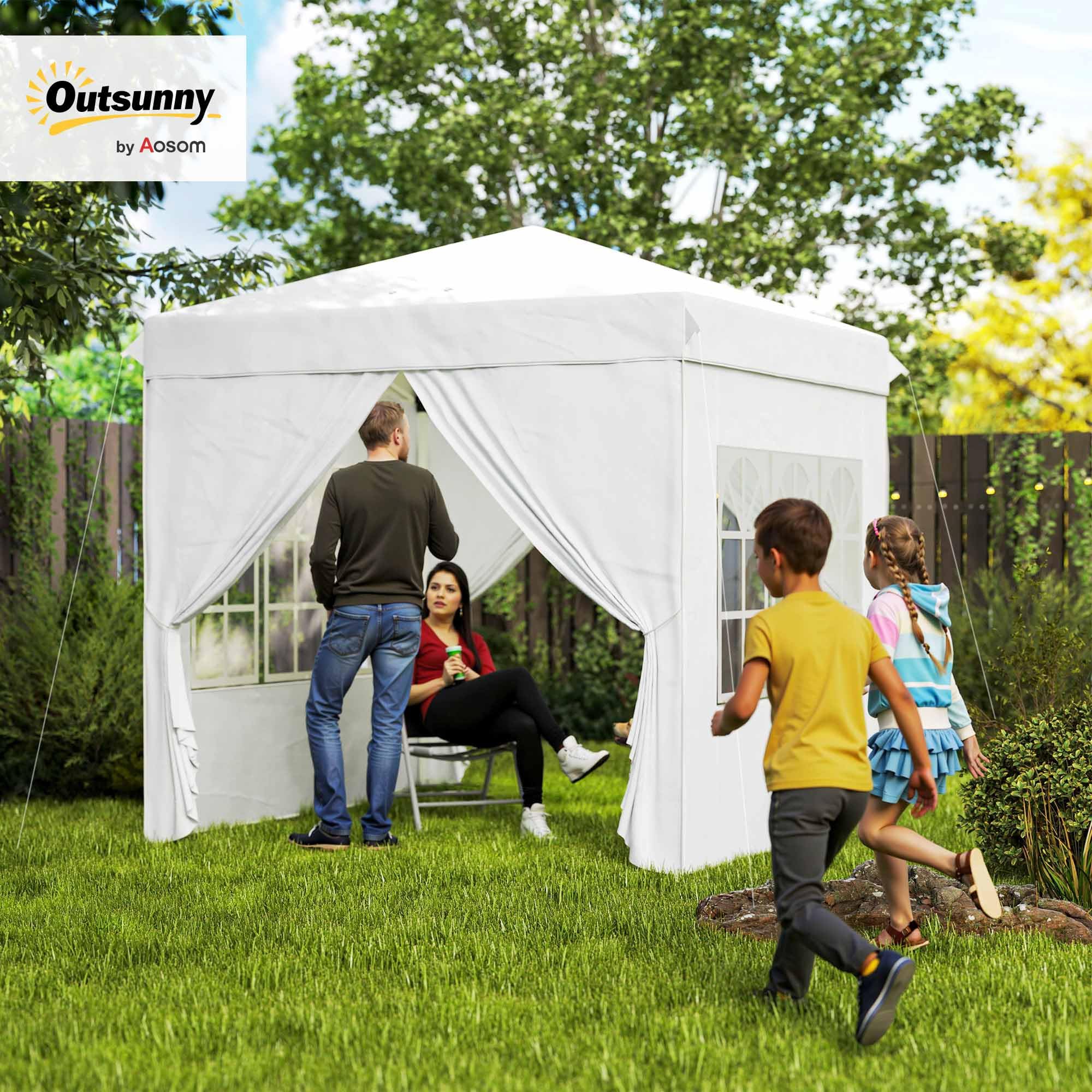 Outsunny Gazebo Pop-up Pliant 2.5x2.5m 4 Parois Blanc