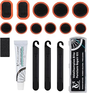 VeloChampion Puncture Repair Kit | Self-Adhesive Bike Tyre Patches for Road, MTB, BMX, Ebike| Travel Size Bicycle Puncture...