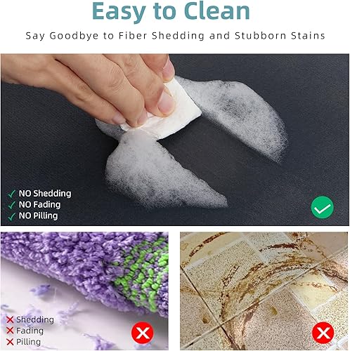 Miniatura 4 de Zrncrky Tapete de baño absorbente, de secado rápido, tapete de ducha antideslizante para suelo de baño, lavabo, bañera, 16 x 24 pulgadas, color gris