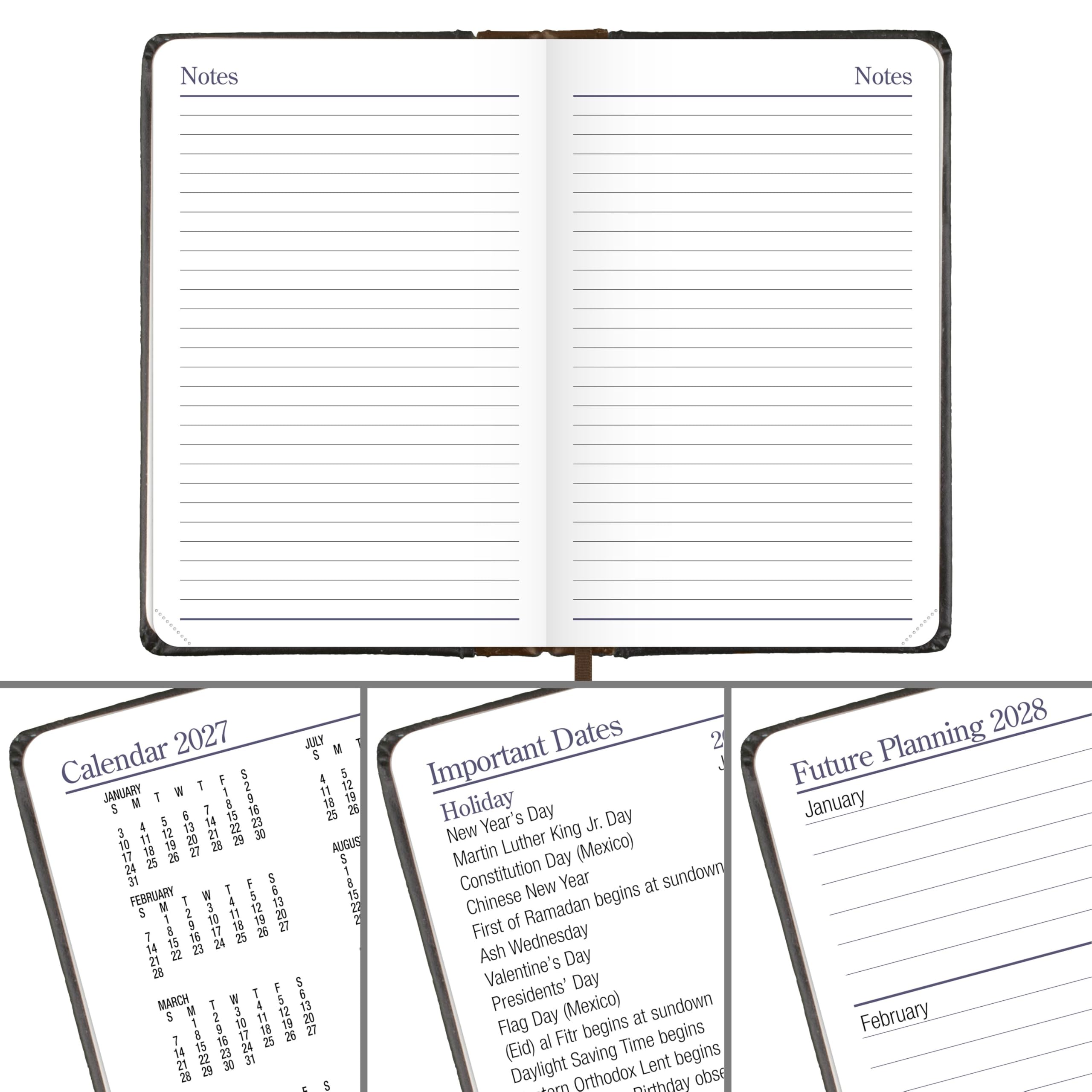 AT-A-GLANCE 74010527 Terminplaner, Wochen- und Monatsplaner, 7 x 10,8 cm, Taschenformat, feines Tagebuch, Kunstleder, Hardcover, Schwarzbraun
