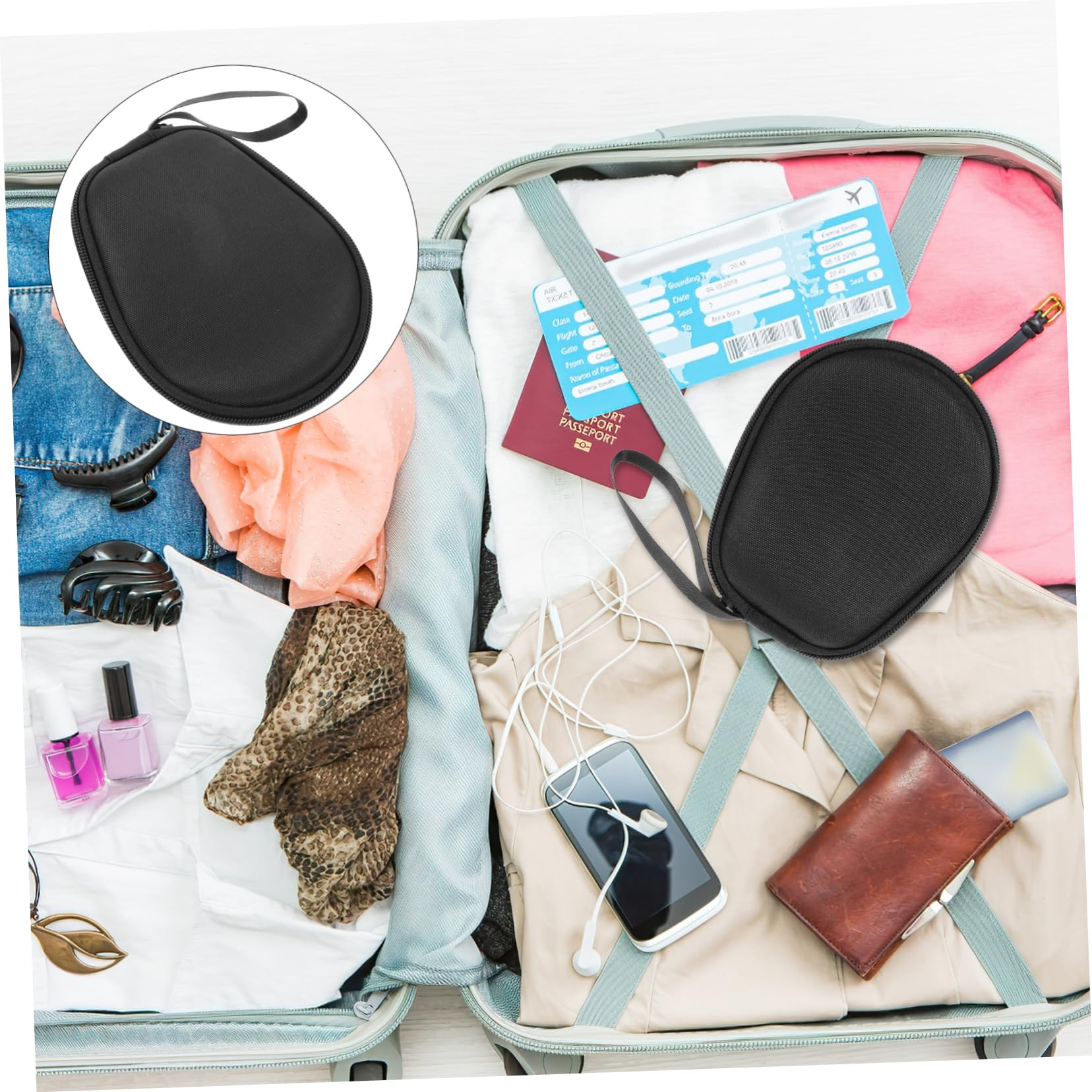 Mikikit 5pezzi Borsa Organizer Per Auricolari e Cavi Custodia Compatta Per Cuffie Per Viaggi e Uso Quotidiano Protezione Per Dispositivi Portatili