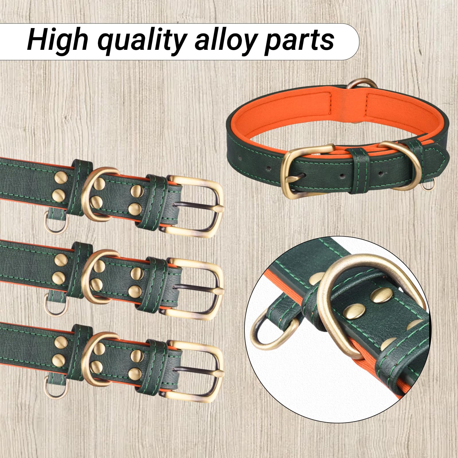 Pet Collars, Leather Dog Collar with Engraved Metal Buckle, Walking Training Daily Used for Small Medium Large Dogs Puppy - Image 3