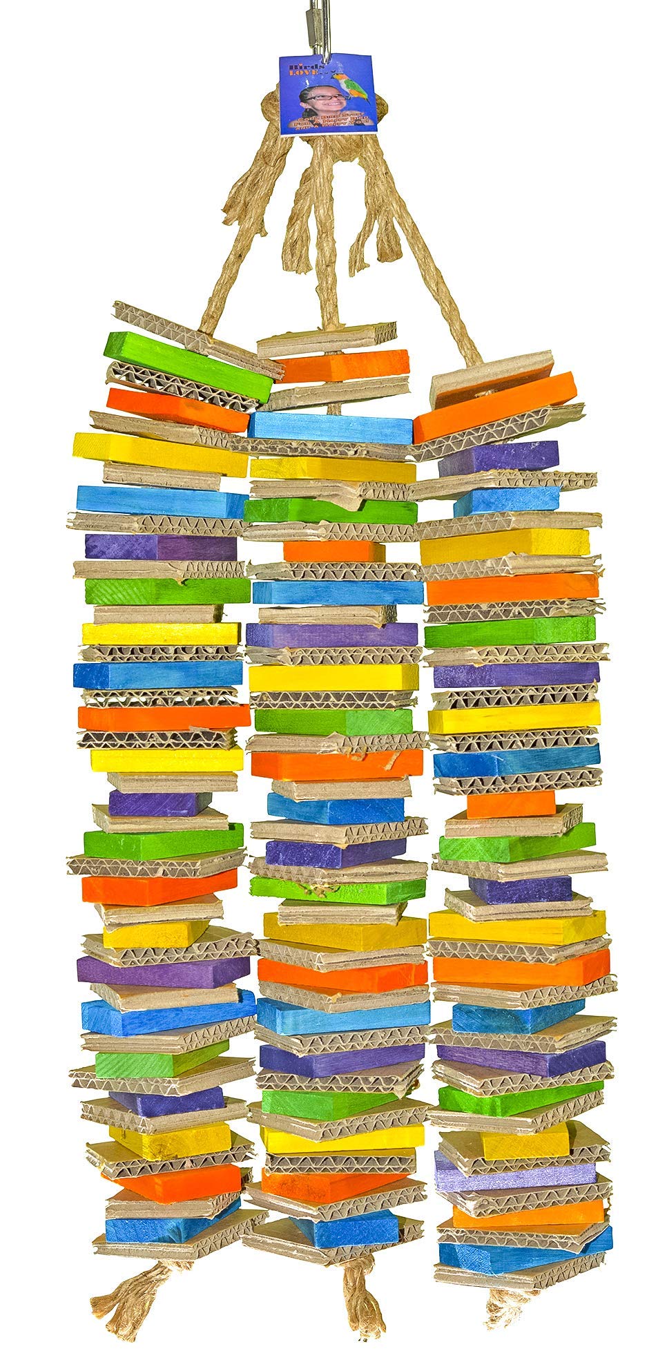 Birds LOVE Chew-Tastic Triple Tower of Shredded Fun Large Bird Toy for African Greys, Amazons, Eclectus, Cockatoos, Macaws and Similar Sized Birds