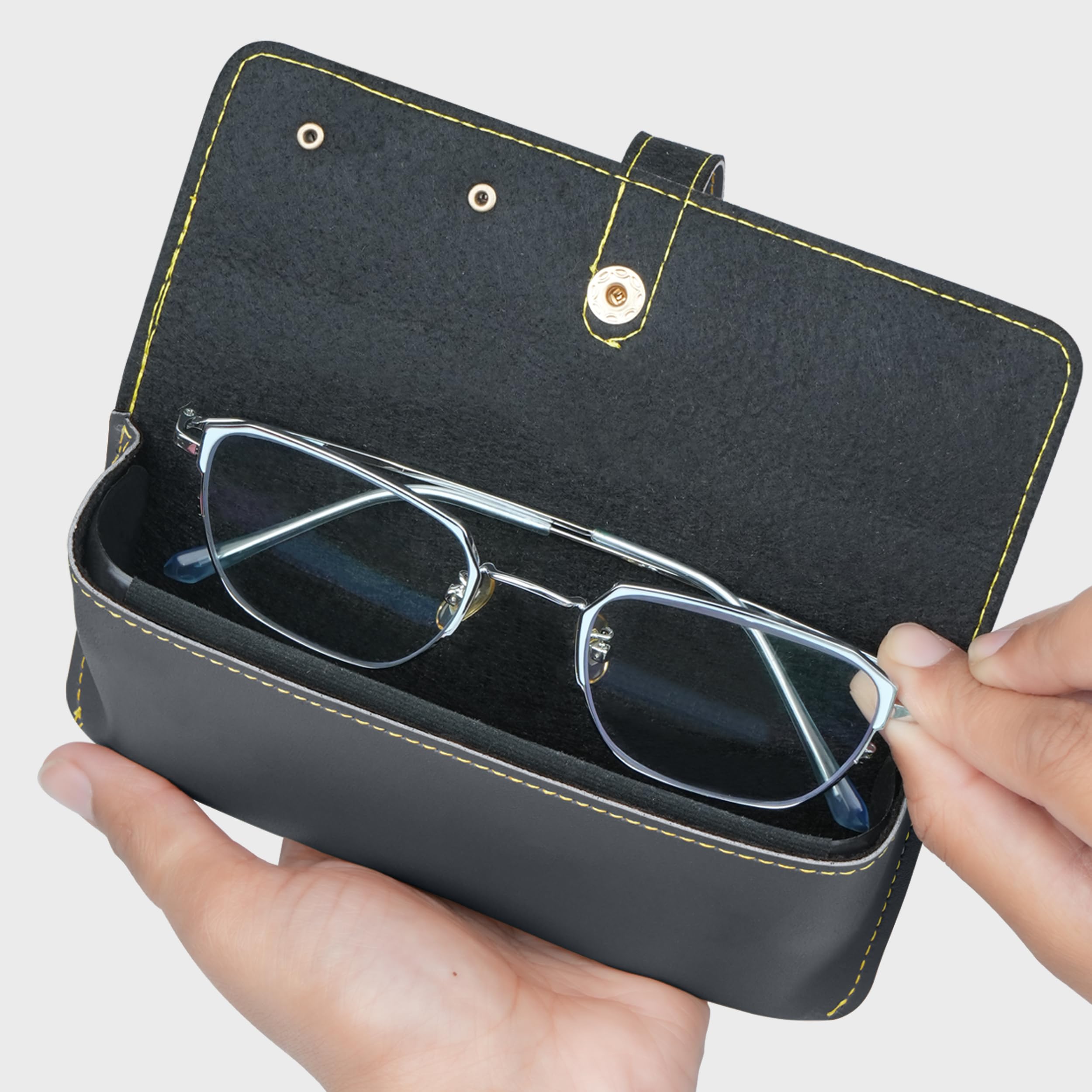 The Wallet Store Leather Eyewear Case for Men & Women Specs Cover - Grey