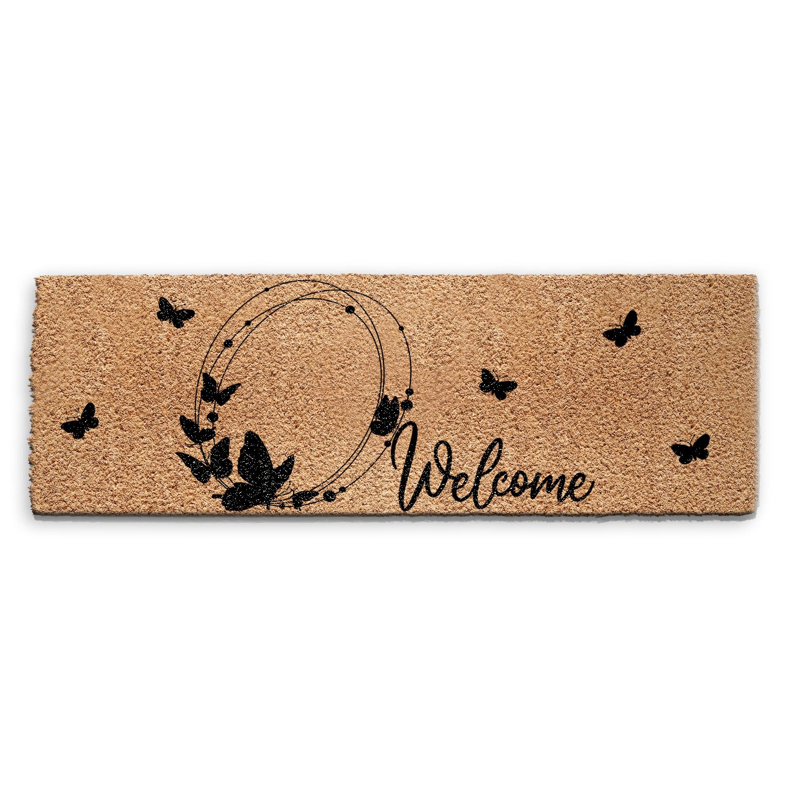 Hairyworm Butterfly Doormat (60cm x 180cm) Medium, Butterfly Spots Welcome Door Mat, Coconut Core Fibre Heavy Duty Mat, Rug, Indoor Natural Coir Mat Ultra Wide
