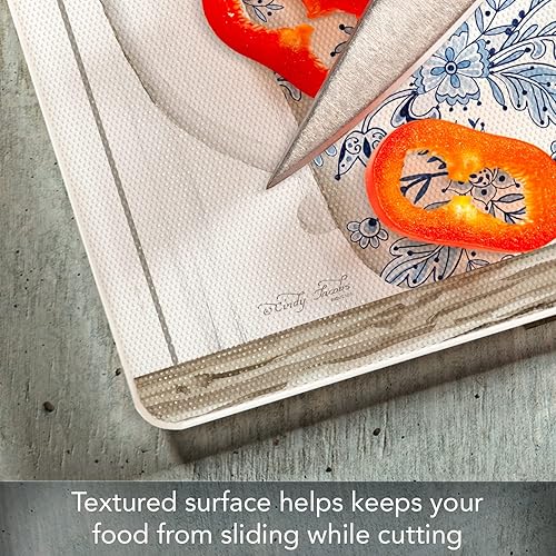 Miniatura 3 de CounterArt Blue & White Pottery - Tabla de cortar de vidrio templado tolerante al calor de 15 x 12 pulgadas, fabricada en los Estados Unidos, apta