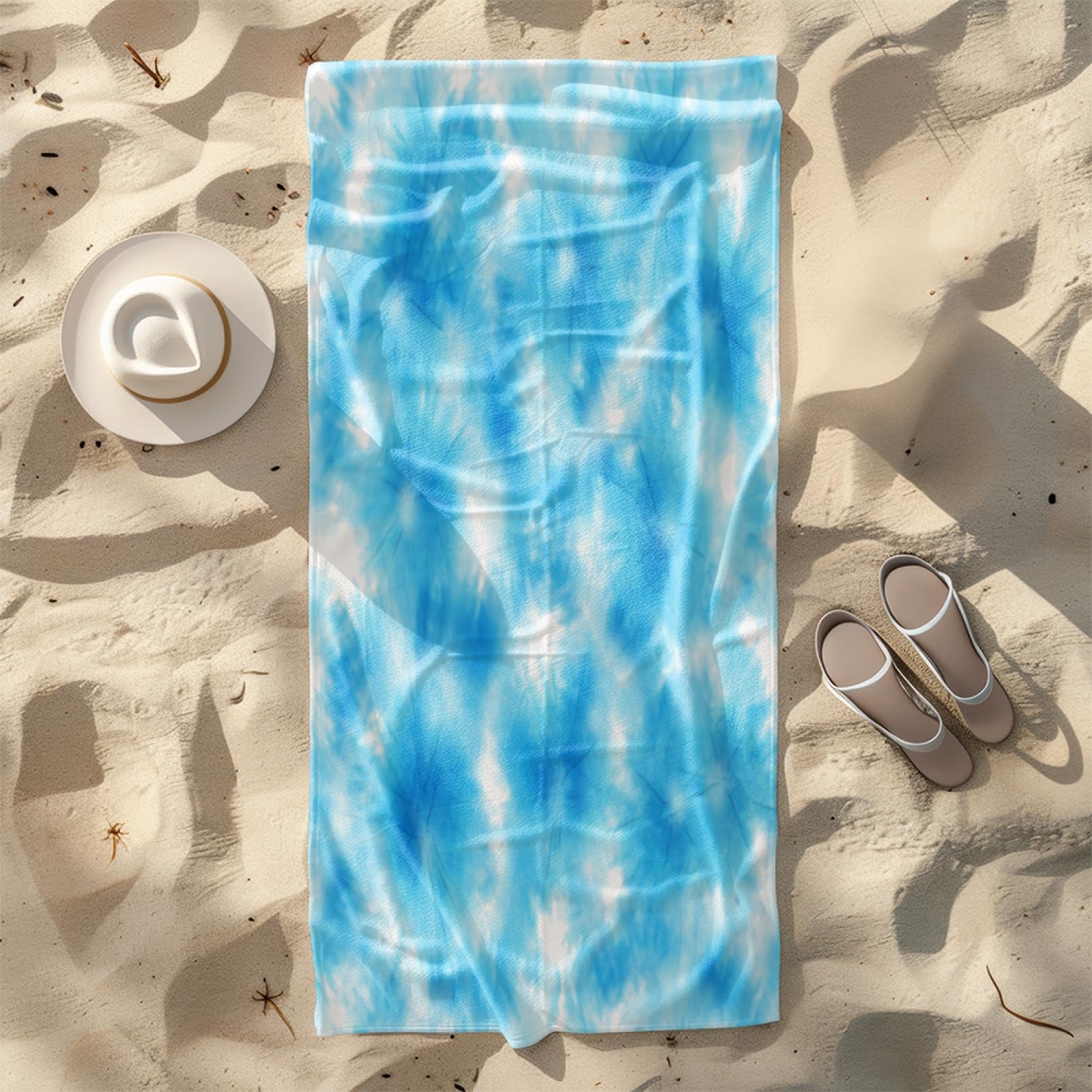Telo Mare Microfibra 210x230 Gradiente Verde Blu Telo Spiaggia Grande Antisabbia,XXL Asciugamano Mare, Asciugatura Rapida, Stuoia Spiaggia Leggero E Portatile