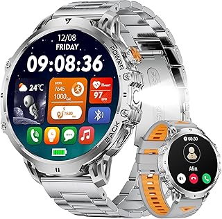 Men’s Smart Watch, 1.85 Inch HD Large Screen/1000 mAh Battery/LED Lamp for Android iOS, Men’s Smartwatch with Bluetooth Ca…