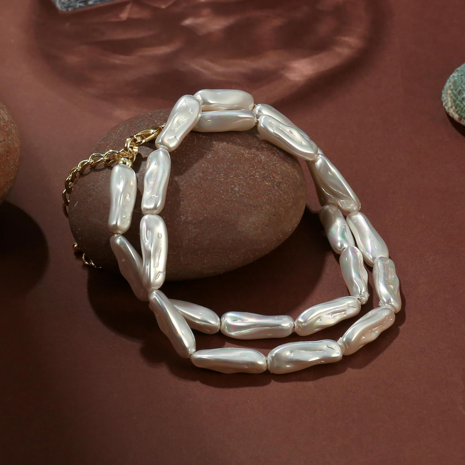 Chunky Pearl Choker Necklaces for Women,Irregular Pearl Beaded Choker Wedding Necklace Delicate Jewelry for Women Simple Bridesmaid Jewelry Gifts - Image 7