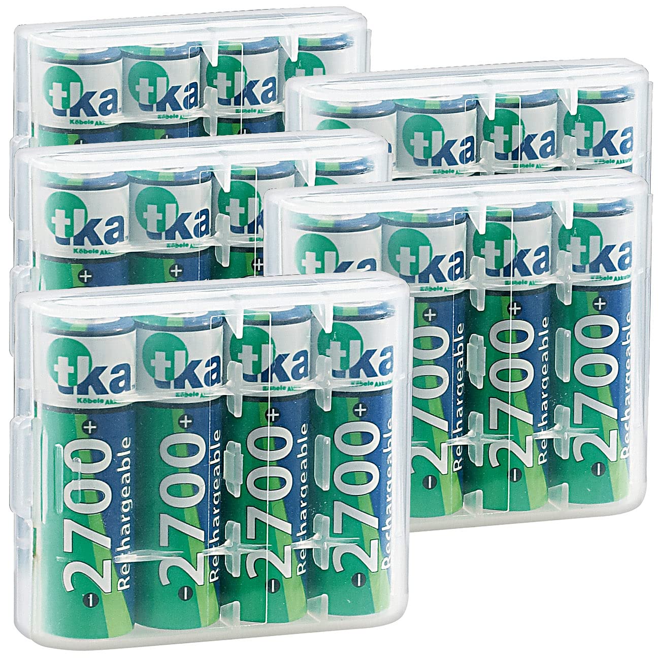 tka Köbele Akkutechnik Batterien AA: 20er-Set NiMH-Akkus Typ AA/Mignon, 2.700 mAh, mit Aufbewahrungs-Box (Mignon Akku, Batterien wiederaufladbar, Batterie)