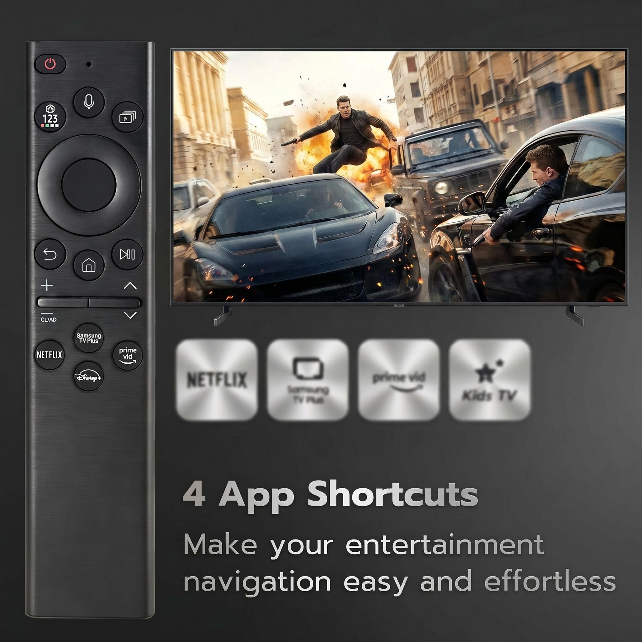 AUSOTUSO Télécommande universelle pour Smart TV Samsung, compatible avec TV LED/LCD/Plasma QLED, Netflix, Prime Video, boutons Hulu, commande vocale.