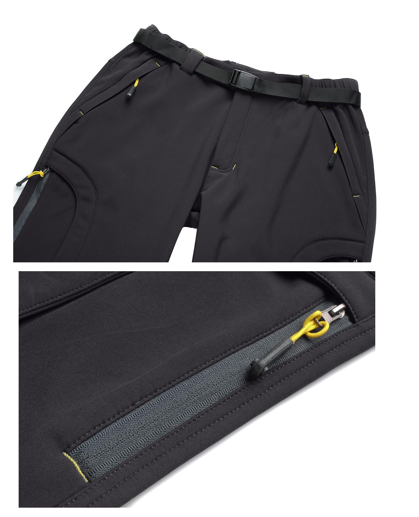 yeyity Pantaloni softshell da uomo, foderati, impermeabili, da trekking, da sci, da snowboard, antivento, termici, da neve