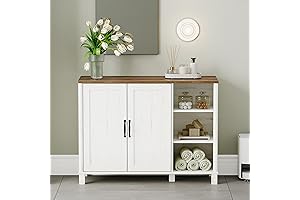 Freestanding Bathroom Storage Cabinet with Doors and Shelves