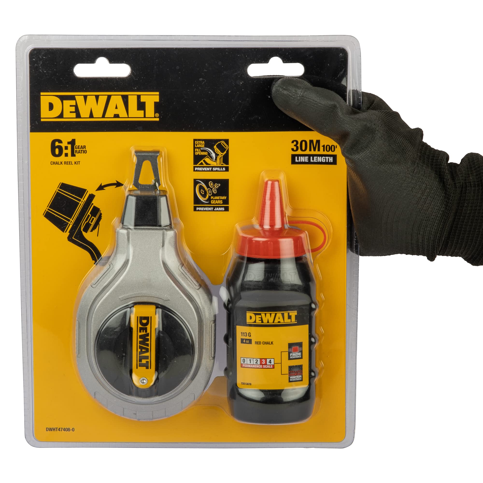 DEWALT DWHT47408-0 6 to 1 Chalk Reel with Red Chalk