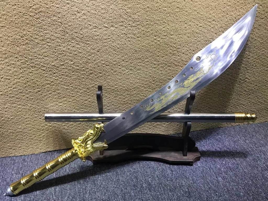 Guan Sword,Kwan Dao,High Carbon Steel Blade,Leather Scabbard,Length 62inch