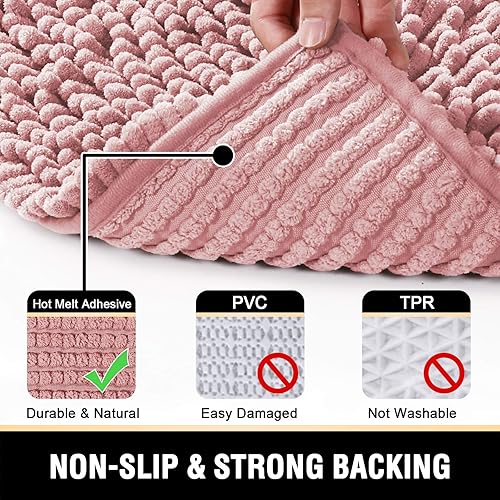 Miniatura 6 de H.VERSAILTEX Alfombras de baño para baño, antideslizantes, de lujo, extra suaves, absorbentes, peludas, lavables, de secado rápido, 2 piezas (rosa