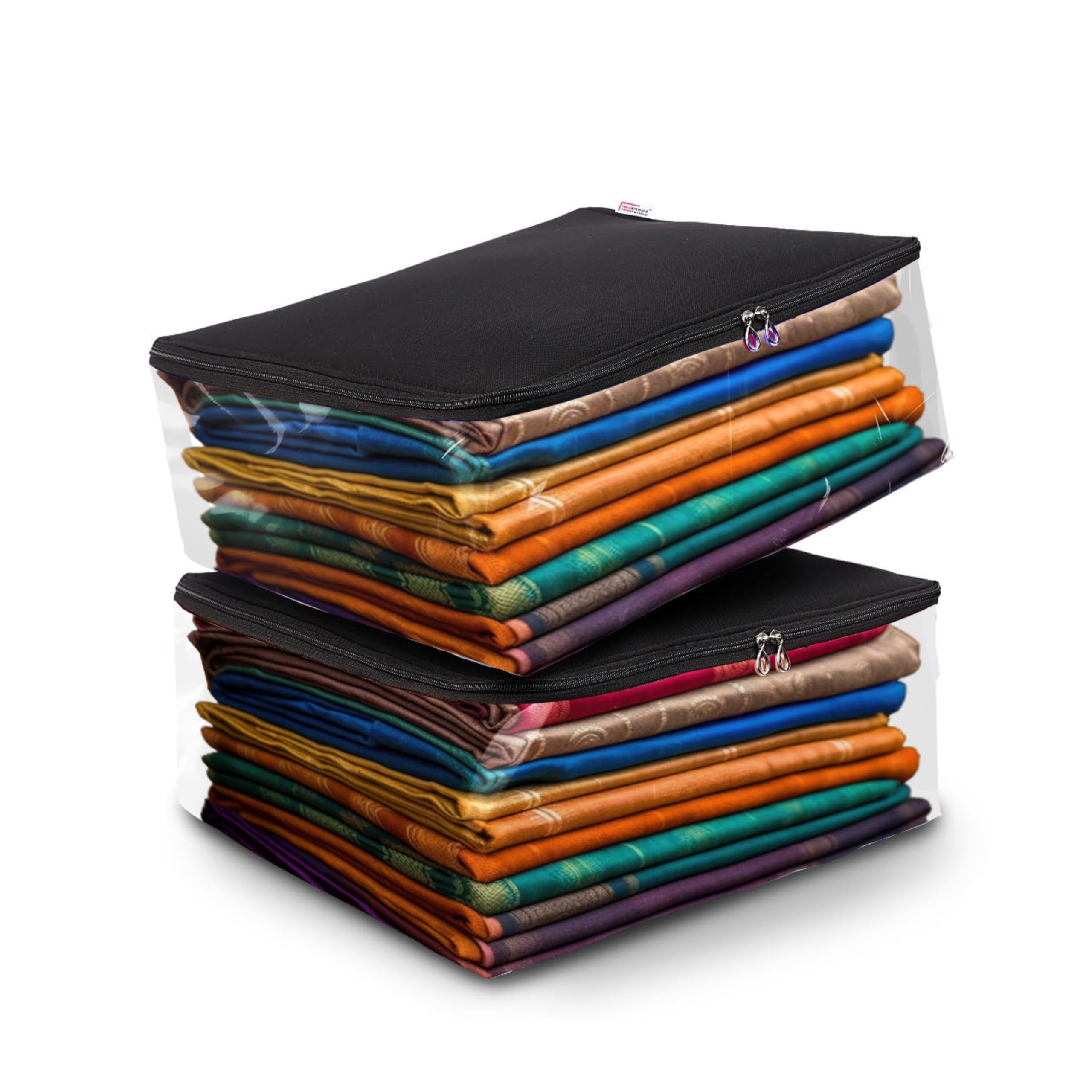 IMAWORKS Pvc Transparent Clothes Storage Bags/Saree Covers with Zip for Storage Specially Design for Woman Dresses, Sarees, Lehengas for Wardrobe Organizer Set Of - 2 (17 x 14 x 7 Inch) (B0CYT2Z65N) Amazon Price History, Amazon Price Tracker