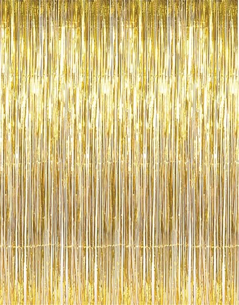 GOER 3.2 Ft X 9.8 Ft Metallic Tinsel Foil Fringe Curtains Party Photo…